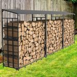 Heavy Duty Outdoor Wooden Log Store Metal Garden Firewood Storage Shed Snowproof