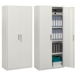 HOMCOM Lockable Metal Cabinet with 2 Doors, File Cabinet for Home Office, White