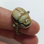 Ancient Egyptian style scarab ring copper and stone heritage jewelry collectible