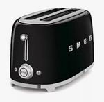SMEG TSF02BLUK 4 Slice Black Electric Toaster 1500W Stainless Steel 6 Set