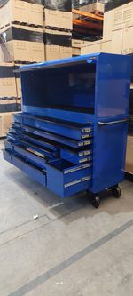 US PRO MASSIVE 2 PC SUPER HEAVY DUTY 72" HUTCH TOOL CHEST BOX CABINET BLUE