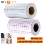 Adhesive Vinyl Transfer Paper Tape Roll Clear Red Blue Grid Reusable Alignment