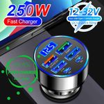 Fast Car Charger Adapter 4USB 2 Type C Lighter Socket Adapter For Iphone Samsung