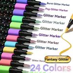 24 Colors Glitter Pens Double Ended Fast Dry Ink Fine Tip Scrapbook Card Art