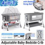 Baby Bedside Crib Sleeper Bassinet Height-adjustable Newborn Cot With Mattress