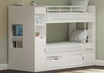 White Storage Bunk Bed - Single - Cupboards - Shelves - Drawers - Childrens Beds