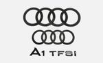 AUDI A1 TFSI SLINE GLOSS BLACK BADGE SET FRONT & REAR RINGS BOOT EMBLEM 2010-18