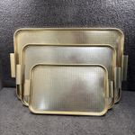 Set of 3 Woodmet Style - Aluminum Gold Anodised Serving Tray
