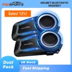 2x FX7 Motorcycle Intercom Bluetooth Helmet Headset 2km 10 Riders Communication