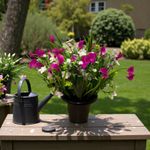Dark Pink Cana Lilies Artificial Flowers Memorial Grave Pot, Arrangement. 58