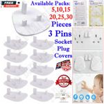 5/10/30x Baby Proofing UK Plug Covers Kids/Child Safety Socket Cover Protector