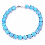 BEAUTIFUL BLUE FIRE OPAL SILVER PLATED BRACELET