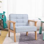 Kids Armchair Linen Padded Mini Sofa Children Bedroom Playroom Chair Wood Frame
