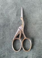 Vintage Embroidery Stork  Scissors Crane Design Needlework Antique Collectables