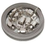Stainless Steel Hose Clamp Set 3m-8mm Long + 8 Clips any Size Jubilee Clamps 9pc