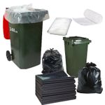 Extra Strong Clear/Black Wheelie Bin Liners Heavy Duty Rubbish Sack Refuse Bags