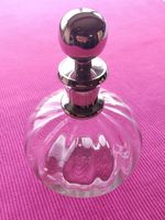 Vintage Art Deco  Fluted Glass Scented Bottle with Stopper