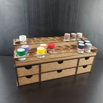 Paint Stand 36 Pot rack + storage drawers Tamiya Acrylic wargame workshop tidy