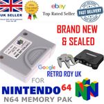 New N64 Memory Card Nintendo 64 - NUS-004 - Brand New Battery Mem Pak Pack