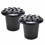 Set of 2 Black Memorial Grave Vases and Lids For Fresh Artificial Flowers Pot