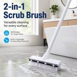 CLEANHOME Floor Scrub Brush with Long Handle 2 in 1 Scraper Heavy Duty Cleaner