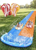 685Cm Water Slide with 2 Bodyboards and Built-in Sprinkler for Summer Fun