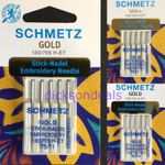Schmetz Embroidery Sewing Machine Needles  Titanium Gold Sizes 75/11 or 90/14