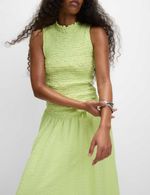 Marks & Spencer Womens Cotton blend Midi Dress in Soft Lime - M&S