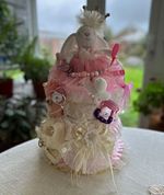 Baby Girl Gift Basket Nappy Cake Pink & White Bunny Princess Theme