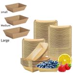 Kraft Paper Food Trays Hot & Cold Take Away Disposable Food Kraft Snack Tray Box