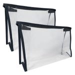Clear Toiletry Bag x 2 ~ Cosmetics PVC Travel Liquids Transparent Zip Case