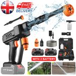 2 Battery Cordless Car High Pressure Washer Jet Water Wash Cleaner Gun+Carry Box