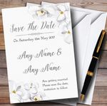 Stunning White Watercolour Magnolias Personalised Wedding Save The Date Cards