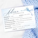 Baby Shower Advice Cards - Blue Bow Theme, Boy, Ribbon, Minimalist, Keepsake