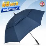 68 Inch Extra Large Golf Umbrella Windproof Double Canopy Vented Automatic Open