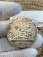 1870 Spain 5 Pesetas Silver Coin #54