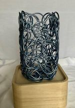 Alessi AFC13 AZ Fratelli Campana Anodized Aluminum Wire Flower Vase, Blue