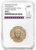 1776-2026 P President Donald J. Trump Liberty Dollar NGC MS-65 Advance Releases