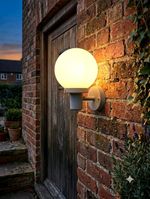 Lindby Modern Outdoor Wall Light Globe Glass IP44 E27 LED Dark Grey (9630013)