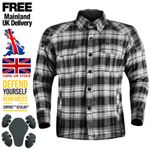 Mens Motorcycle Motorbike Flannel Lumberjack Shirt Made with Kevlar CE Armour