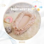 Baby Nest Bed Lounger Pod Cotton Cushion Beige Portable Newborn Baby Gift UK