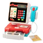 Red Cash Register Toy Kids Simulation Sounds Pretend Play Shopping Till Scanner
