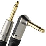 2m GOLD Right Angle MONO Jack 6.35mm 1/4 inch Guitar/Amp Cable Lead [007931]