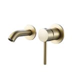 Wall Mounted Bathroom Basin Mixer Tap with 12CM Spout -Brushed Brass Gold