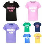 Kids Girls Boys White Logo Print Foxes Cotton Casual Short Sleeve T-shirt TopsUK