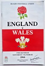 1984 PROGRAMME ENGLAND V WALES RUGBY FOOTBALL UNION TWICKENHAM 17th MARCH 1984