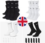 Nike Everyday Cushioned Crew Socks 6 Pairs SX7666 Black White Dri-FIT Sports Gym
