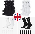 Nike Everyday Cushioned Crew Socks 6 Pairs SX7666 Black White Dri-FIT Sports Gym
