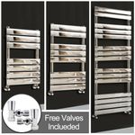 Chrome Flat Panel Bathroom Towel Rail Designer Radiator + Free Angled Valves
