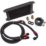 AN10 Universal Oil Cooler Kit  6061 Aluminum / Filter Adapter Hose Kit 10 Row